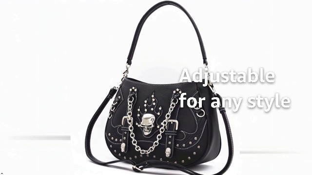 Punk Gothic Rock Metallic Skull Chain Purse Skeleton Leather